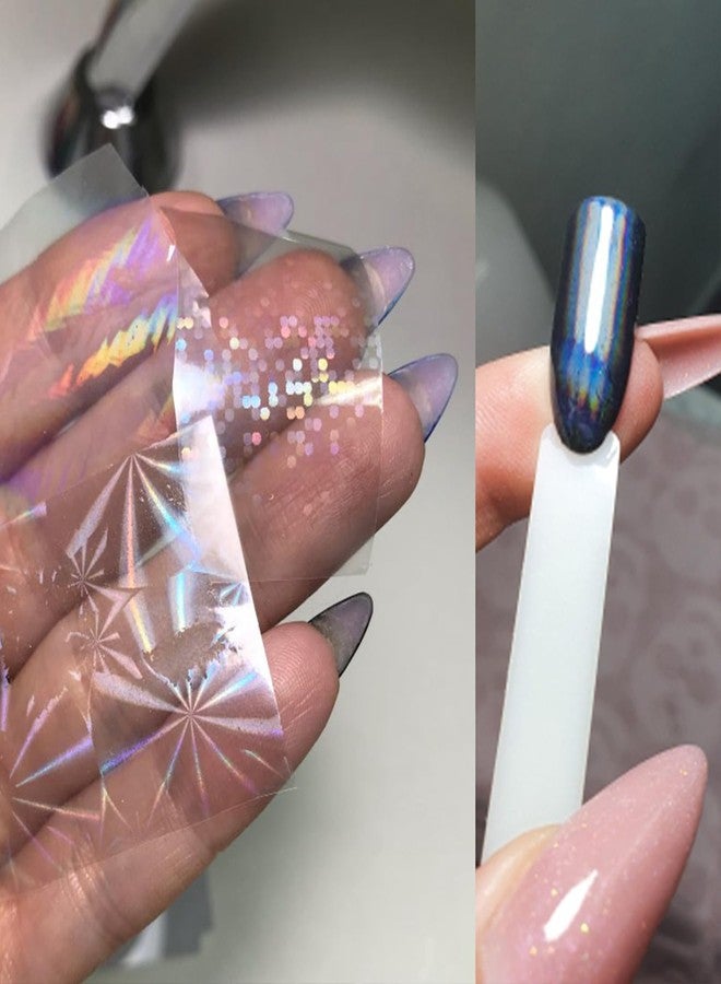 JERCLITY 20 Rolls Aurora Transparent Nail Foil Transfer Sticker Kit - Holographic Nail Art Set With Iridescence Wraps for Nail Art - Image 2